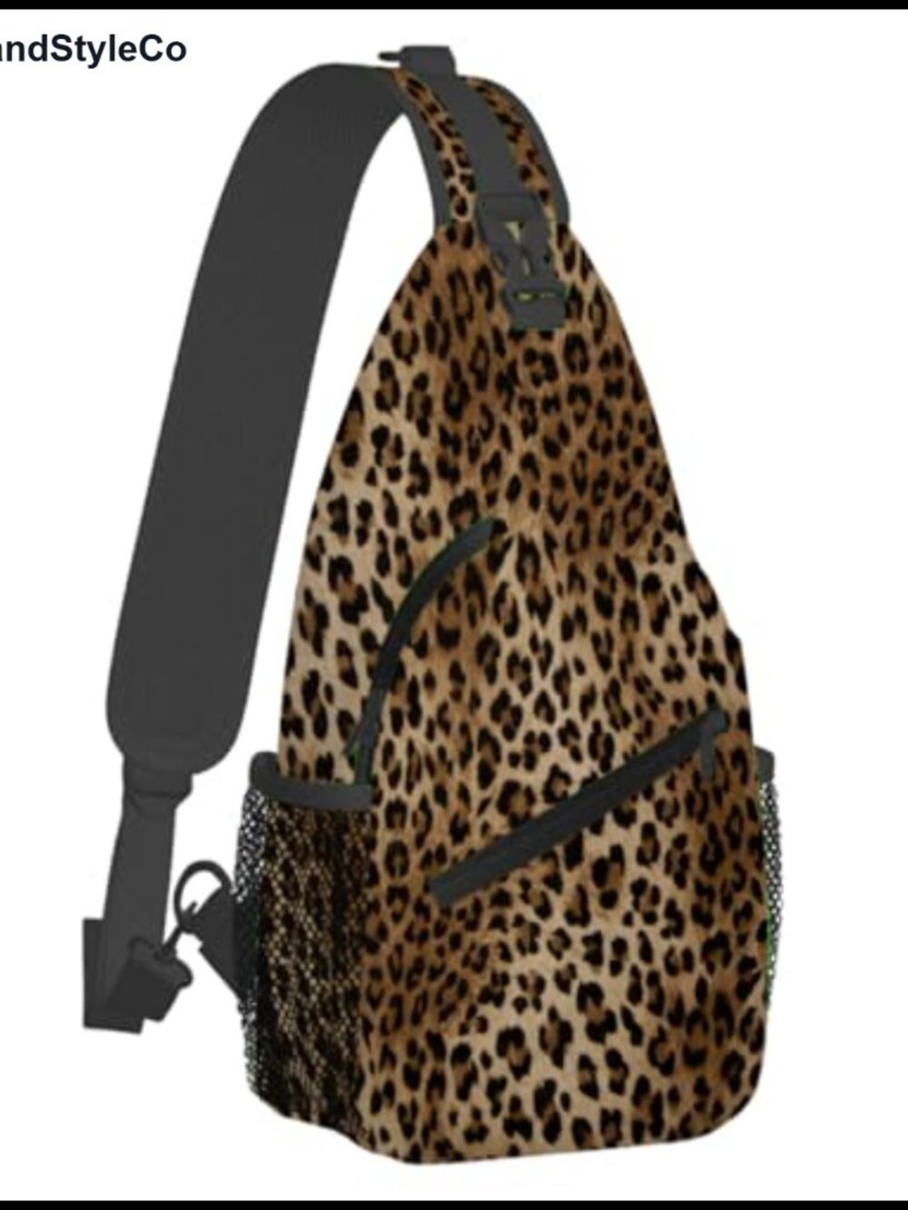 Leopard Print Sling Bag Crossbody Adjustable Strap Polyester Unisex